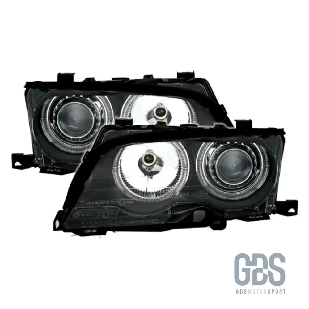 Phares angel eyes ccfl blanc bmw série 3 e46 phase 2 berline / touring halogène h7/h7