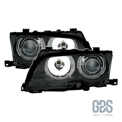 Phares angel eyes ccfl blanc bmw série 3 e46 phase 2 berline / touring halogène h7/h7