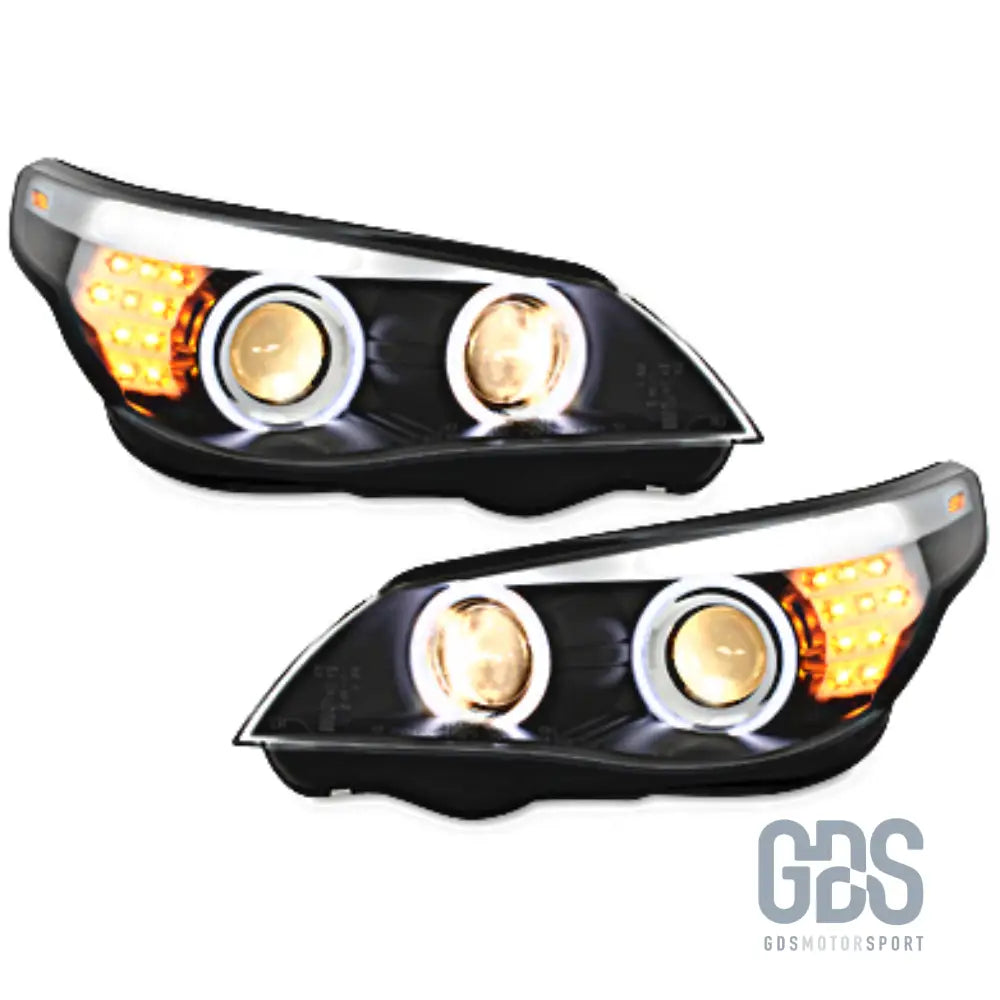 Phares avant angel eyes ccfl blanc bmw série 5 e60 / e61 phase 2 lci