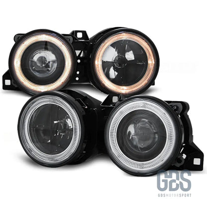 Phares avant angel eyes fond noir pour bmw e30 (1982-1994)