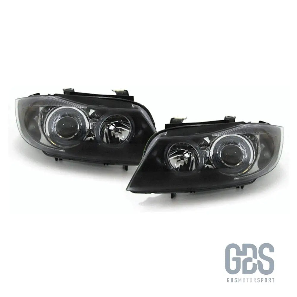 Phares angel eyes jaune halogène bmw e90 e91 phase 1 h7 look facelift lci