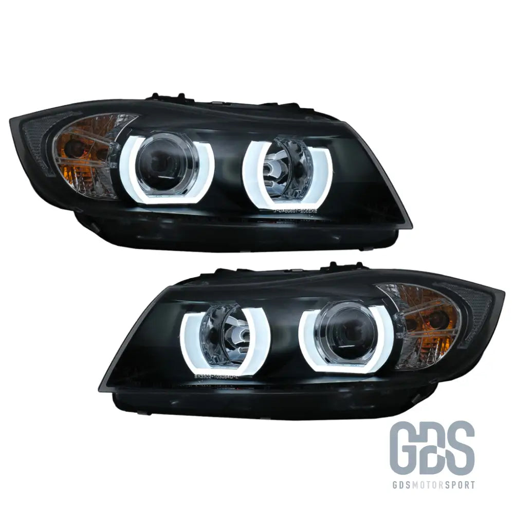 Phares angel eyes led 3d blanc bmw serie 3 e90 e91 phase 1 h7 ou xénon