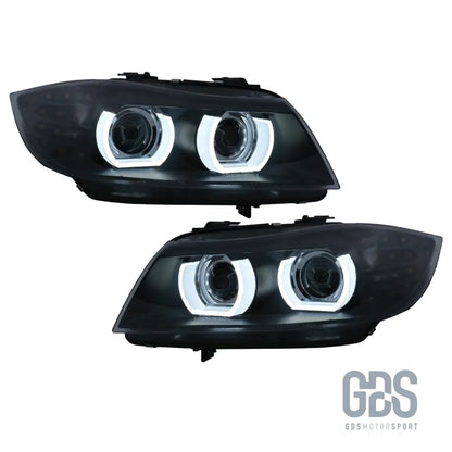 Phares angel eyes led 3d blanc bmw série 3 e90 e91 phase 2 lci xénon d1s