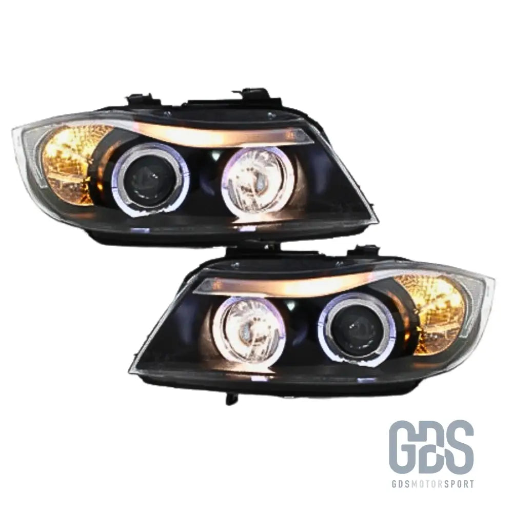 Phares angel eyes led blanc bmw e90 e91 phase 1 halogène h7