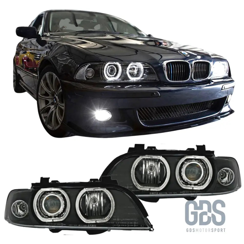 Phares angel eyes led blanc bmw série 5 e39 phase 1 avec xenon d2s / h7 oem