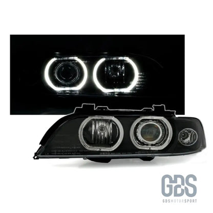 Phares angel eyes led blanc bmw série 5 e39 phase 1 avec xenon d2s / h7 oem