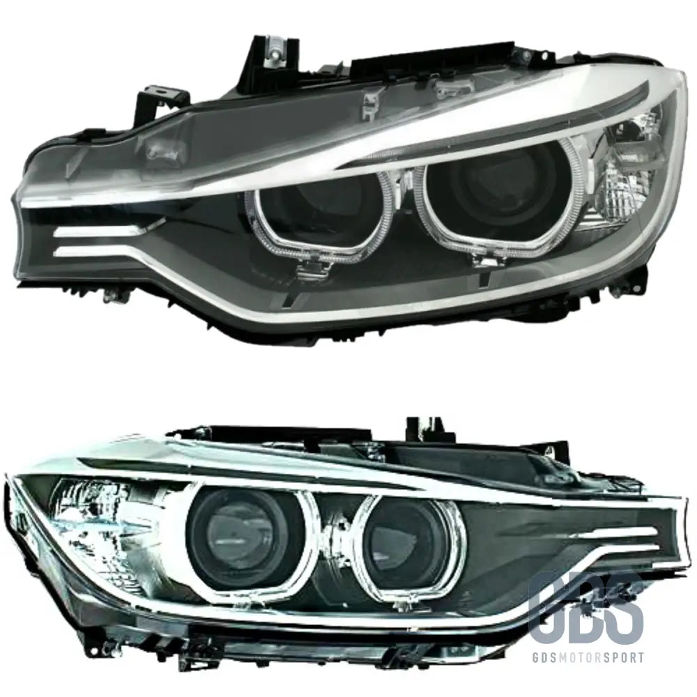 Phares avant bi-xénon angel eyes led pour bmw série 3 f30 / f31 phase 1 sans afs