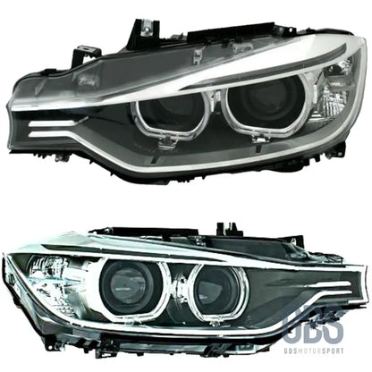 Phares avant bi-xénon angel eyes led pour bmw série 3 f30 / f31 phase 1 sans afs