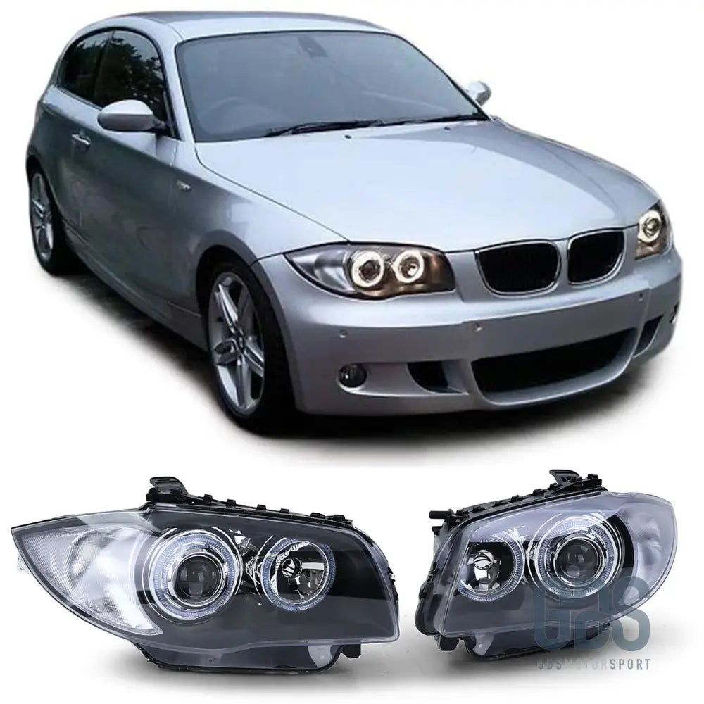 Phares avant bi-xénon angel eyes type origine pour bmw série 1 e87 e81 — phase (2004-2007)