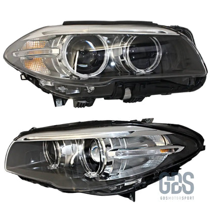 Phares avant bi-xenon fond noir angel eyes led pour bmw série 5 f10 / f11 phase 1 look lci