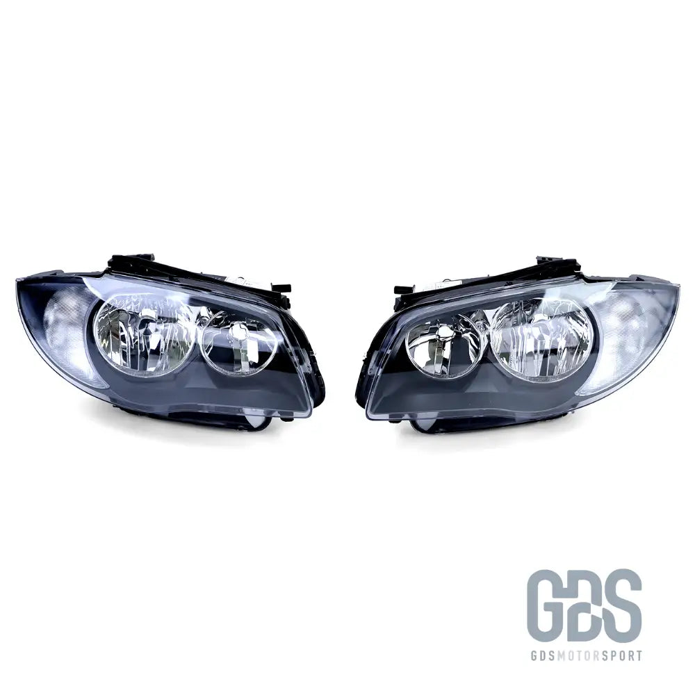 Phares avant fond noir type origine h7/h7 pour bmw série 1 e87 e81 e82 e88 — phase et 2