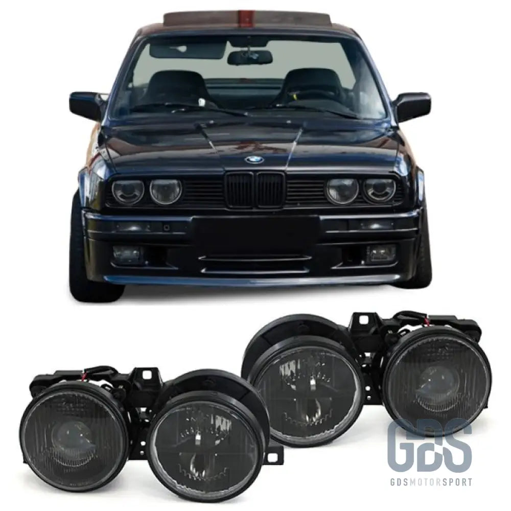 Phares avant h1/h1 verres noirs pour bmw e30 (1982-1994)