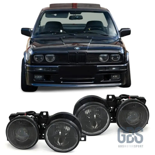 Phares avant h1/h1 verres noirs pour bmw e30 (1982-1994)