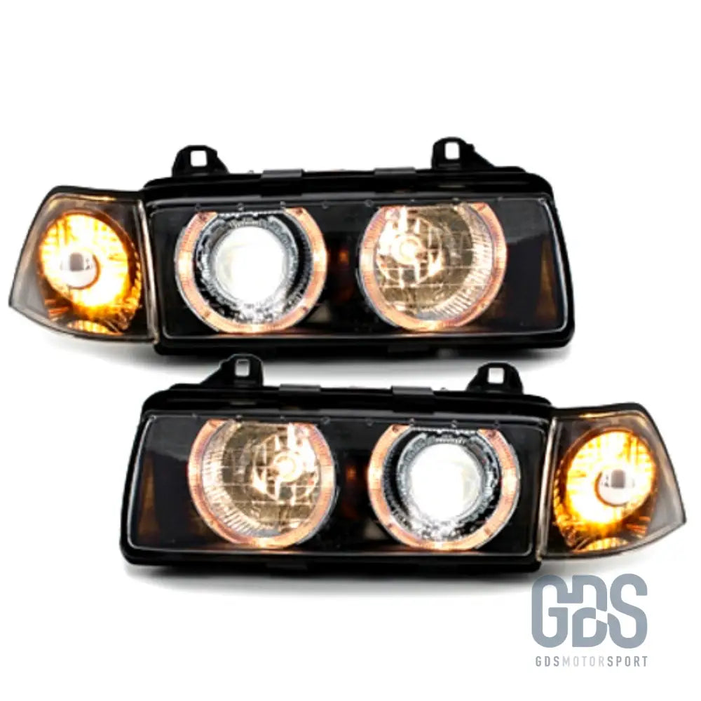 Phares avant h7/h7 angel eyes look néo-rétro pour bmw e36 coupé / cabriolet