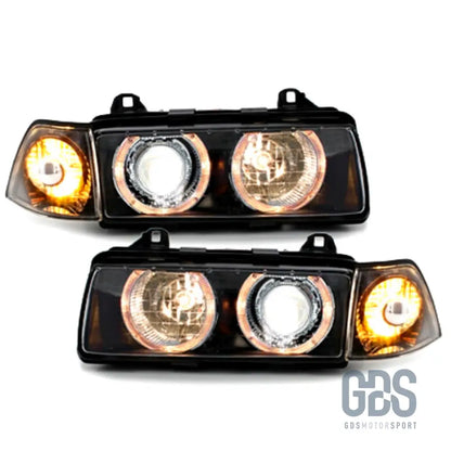 Phares avant h7/h7 angel eyes look néo-rétro pour bmw e36 coupé / cabriolet