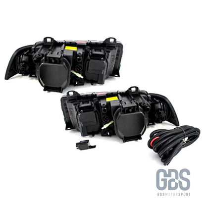 Phares avant h7/h7 angel eyes look néo-rétro pour bmw e36 coupé / cabriolet