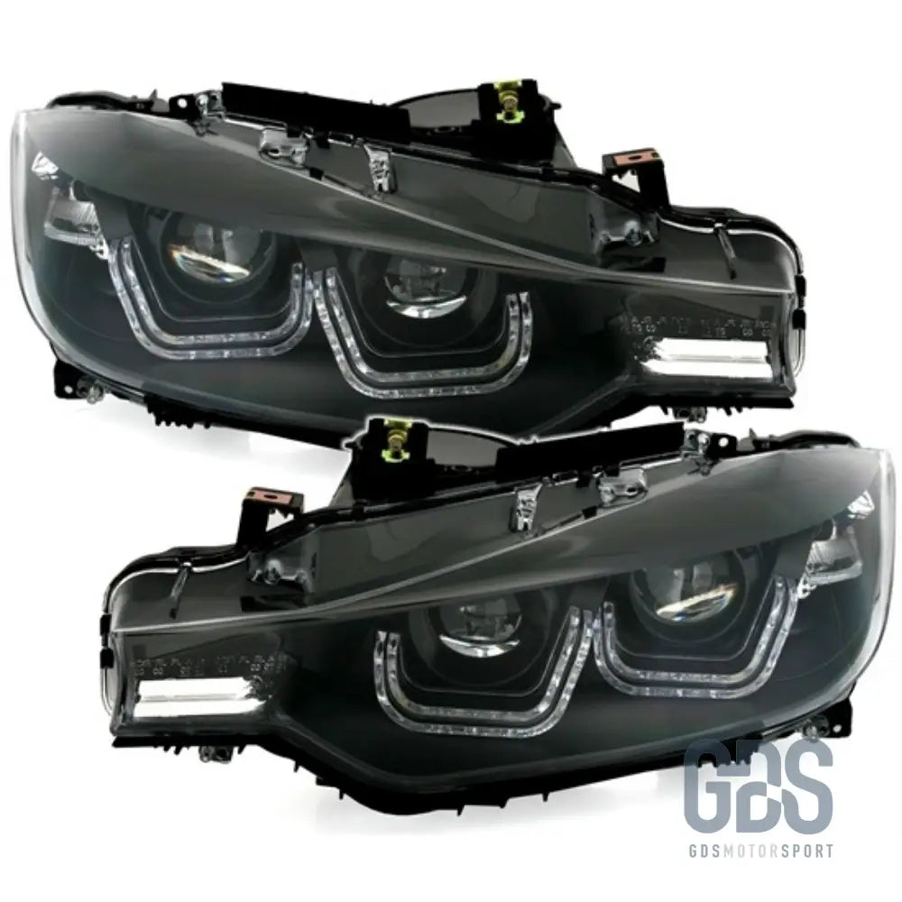 Phares avant h7/h7 look double u led pour bmw série 3 f30 / f31 phase 1
