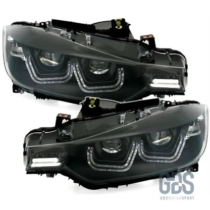 Phares avant h7/h7 look double u led pour bmw série 3 f30 / f31 phase 1