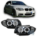 Phares avant Angel Eyes à LED Fond noir H7/H7 BMW E87/ E88/ E82/ E81 - FEUX GDS Motorsport