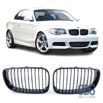 2 Grilles de calandre Noir Brillant BMW série 1 Phase 2007 a 2014 - Calandres - GDS Motorsport