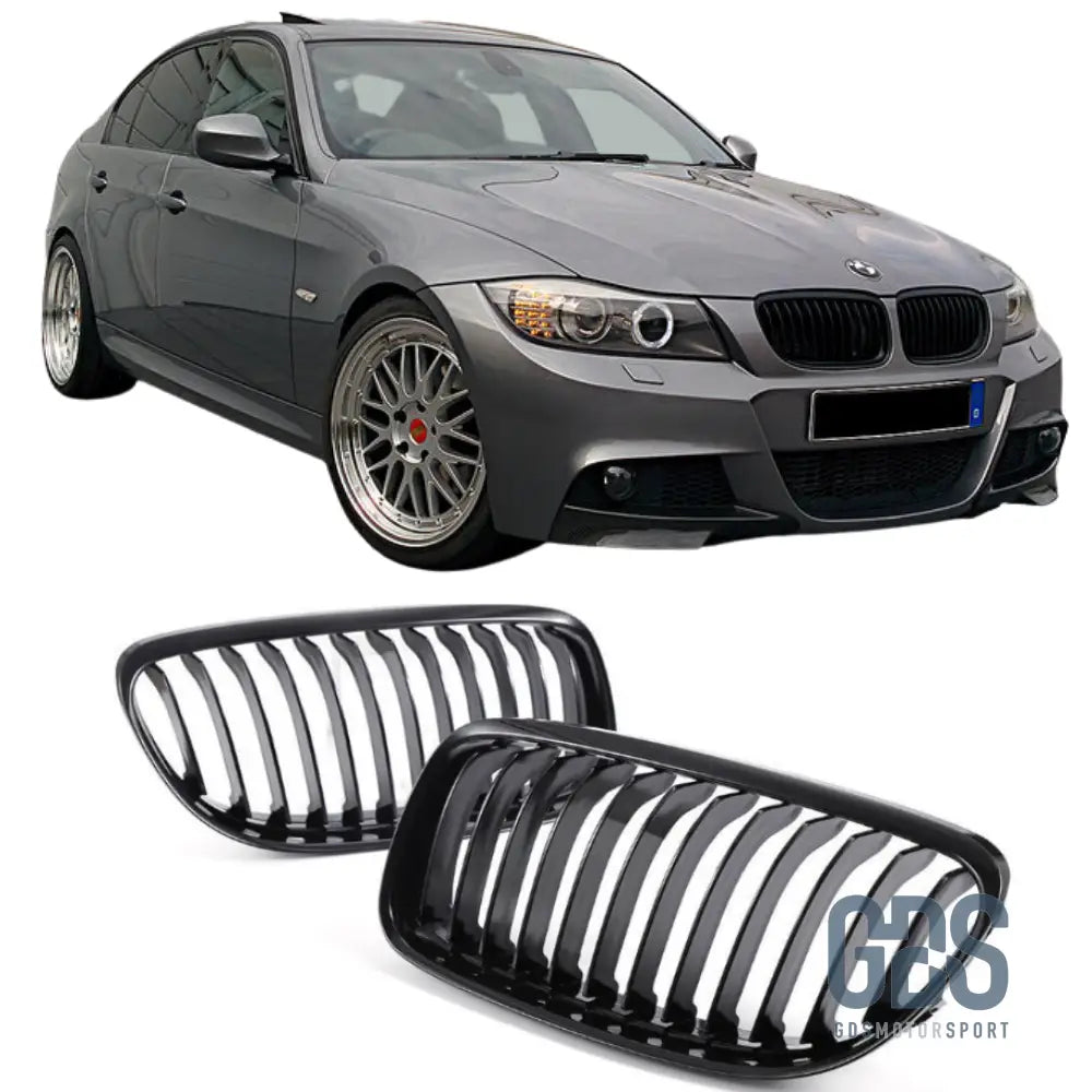 2 Grilles de calandre NOIR BRILLANT BMW série 3 E90 / E91 PH2 LCI 2008 a 2012 Berline / Touring - Calandres - GDS Motorsport