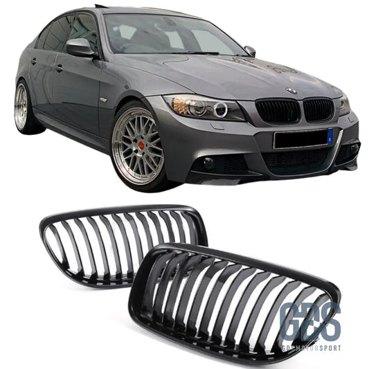 2 Grilles de calandre NOIR BRILLANT BMW série 3 E90 / E91 PH2 LCI 2008 a 2012 Berline / Touring - Calandres - GDS Motorsport