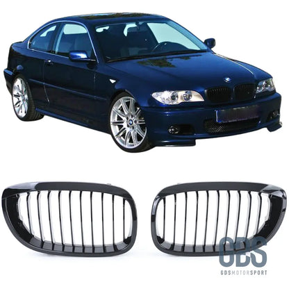 2 Grilles de calandre Noir Brillant BMW série 3 E46 PH2 2003 a 2006 Coupé / Cabriolet - Calandres - GDS Motorsport