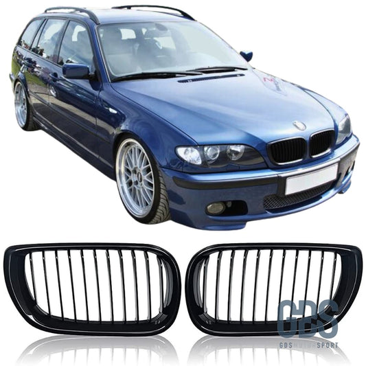 Grilles de calandre NOIR Brillant BMW serie 3 E46 PH2 2001 a 2005 Berline / Touring - Calandres - GDS Motorsport
