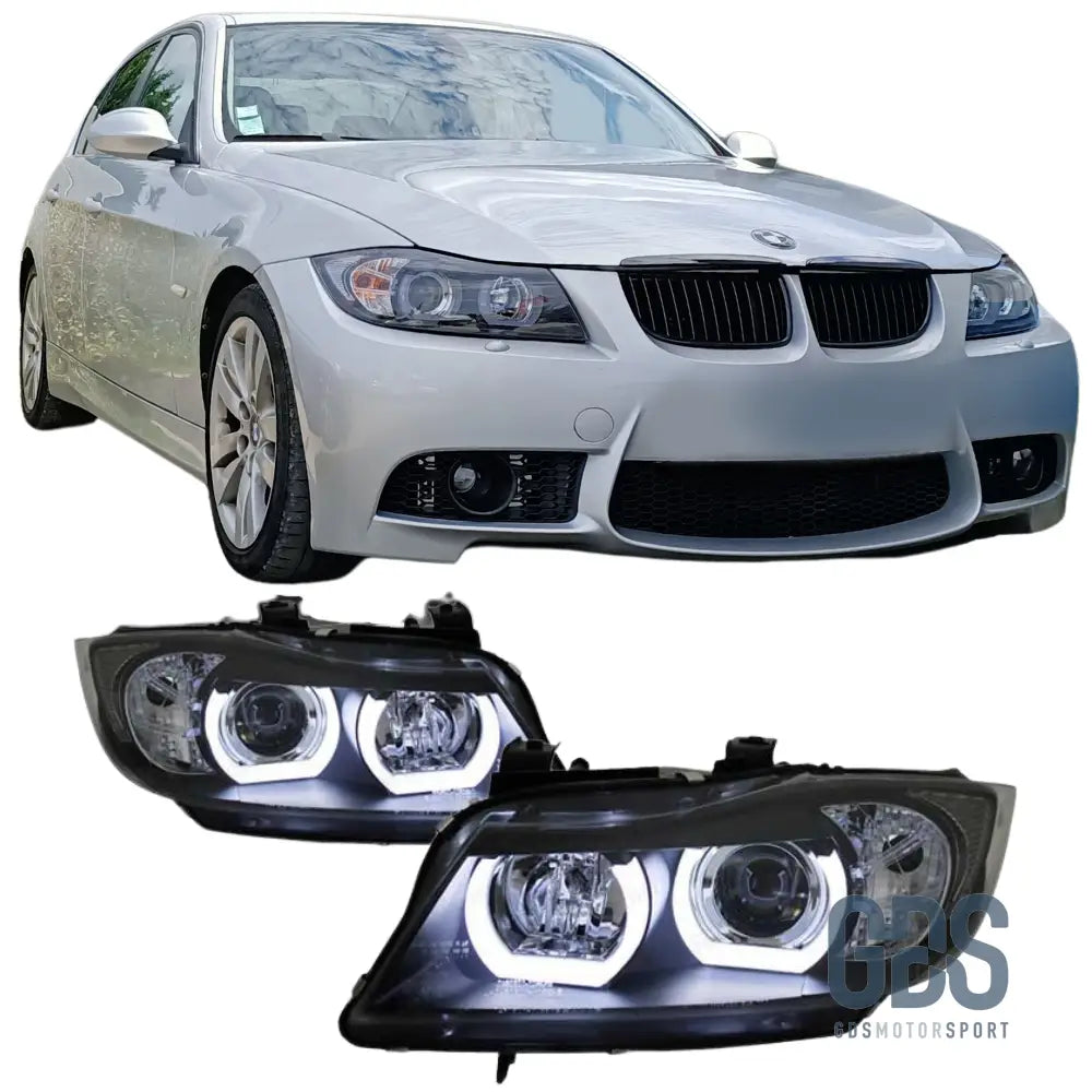 Phares Ange Eyes LED 3D Blanc BMW E90 / E91 phase 1 de 2005 a 2008 - PHARES FEUX - GDS Motorsport