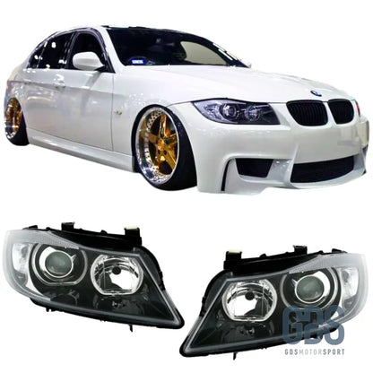 Phares Angel Eyes LED Blanc BMW E90 / E91 de 2005 a 2011 H7/H7 - PHARES FEUX - GDS Motorsport