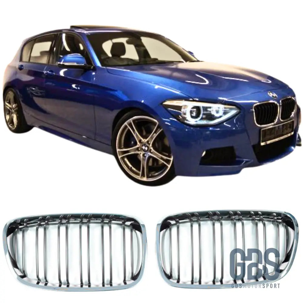 Grilles de calandre Noir et chrome DOUBLE LAME BMW série 1 F20 F21 Ph - Calandres - GDS Motorsport
