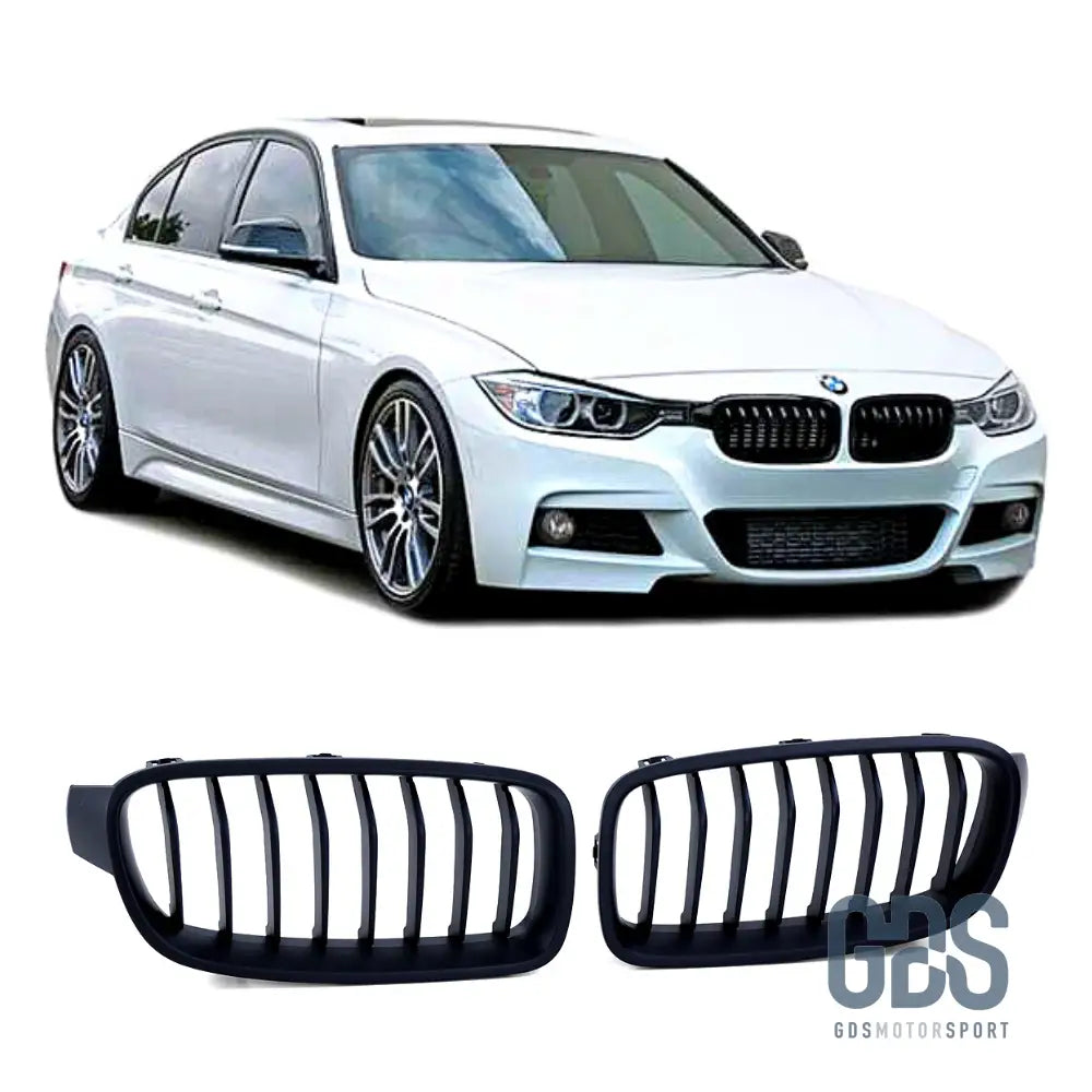 2 Grilles de calandre Noir Mate pour BMW F30 / F31 Simple lame - calandres - GDS Motorsport