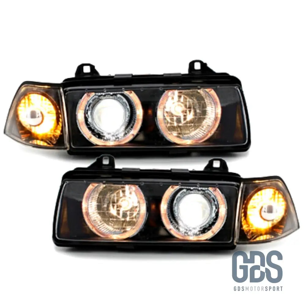 Phares avant H7/H7 Angel Eyes look néo-rétro BMW E36 Berline - PHARES FEUX - GDS Motorsport