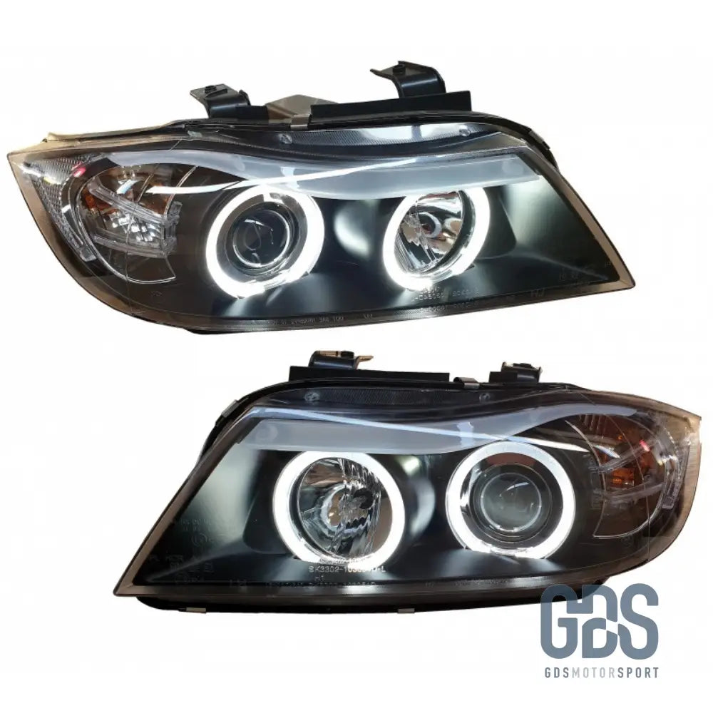 Phares Angel Eyes LED Blanc BMW E90/ E91 de 2005 a 2008 Halogène H7 - PHARES FEUX - GDS Motorsport