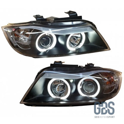 Phares Angel Eyes LED Blanc BMW E90/ E91 de 2005 a 2008 Halogène H7 - PHARES FEUX - GDS Motorsport