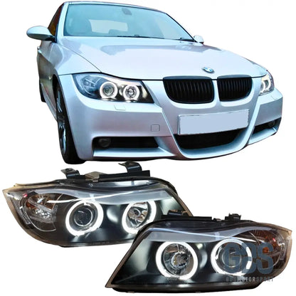 Phares Angel Eyes LED Blanc BMW E90/ E91 de 2005 a 2008 Halogène H7 - PHARES FEUX - GDS Motorsport