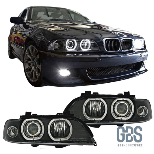 Phares Angel Eyes LED BLANC BMW Série 5 E39 Phase 1 avec Xenon D2S / H7 OEM - PHARES FEUX - GDS Motorsport