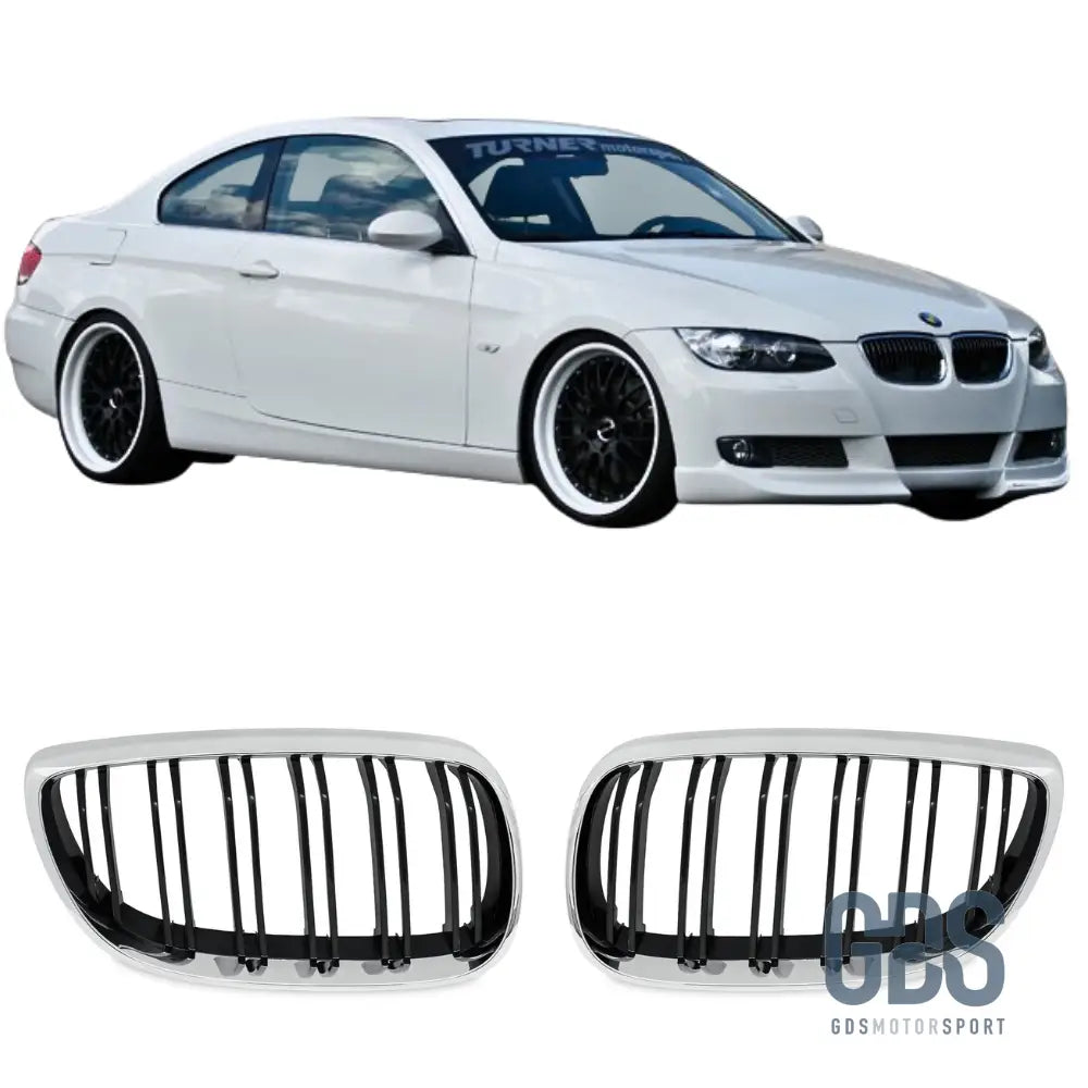 Grilles de calandre type M4 Chrome et noir brillant BMW serie 3 E92 E93 phase 1 06-09 - Calandres - GDS Motorsport