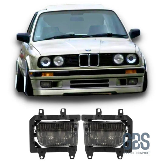 Antibrouillards Noir fumé pour BMW E30 phase 2 de 1985 a 1994 - Pare Choc - GDS Motorsport