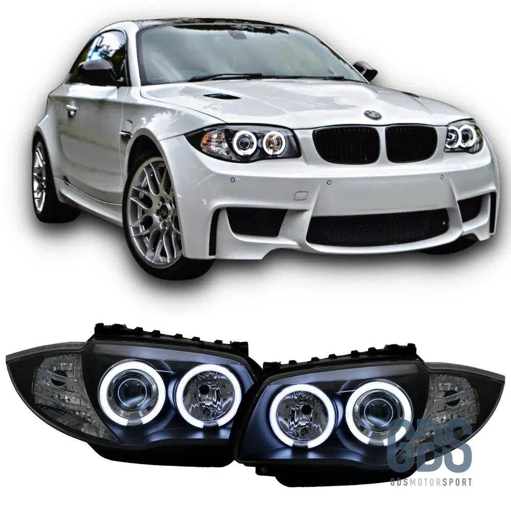 Phares avant Angel Eyes CCFL avec Fond noir H7/H7 BMW E87/ E88/ E82/ E81 - PHARES FEUX - GDS Motorsport