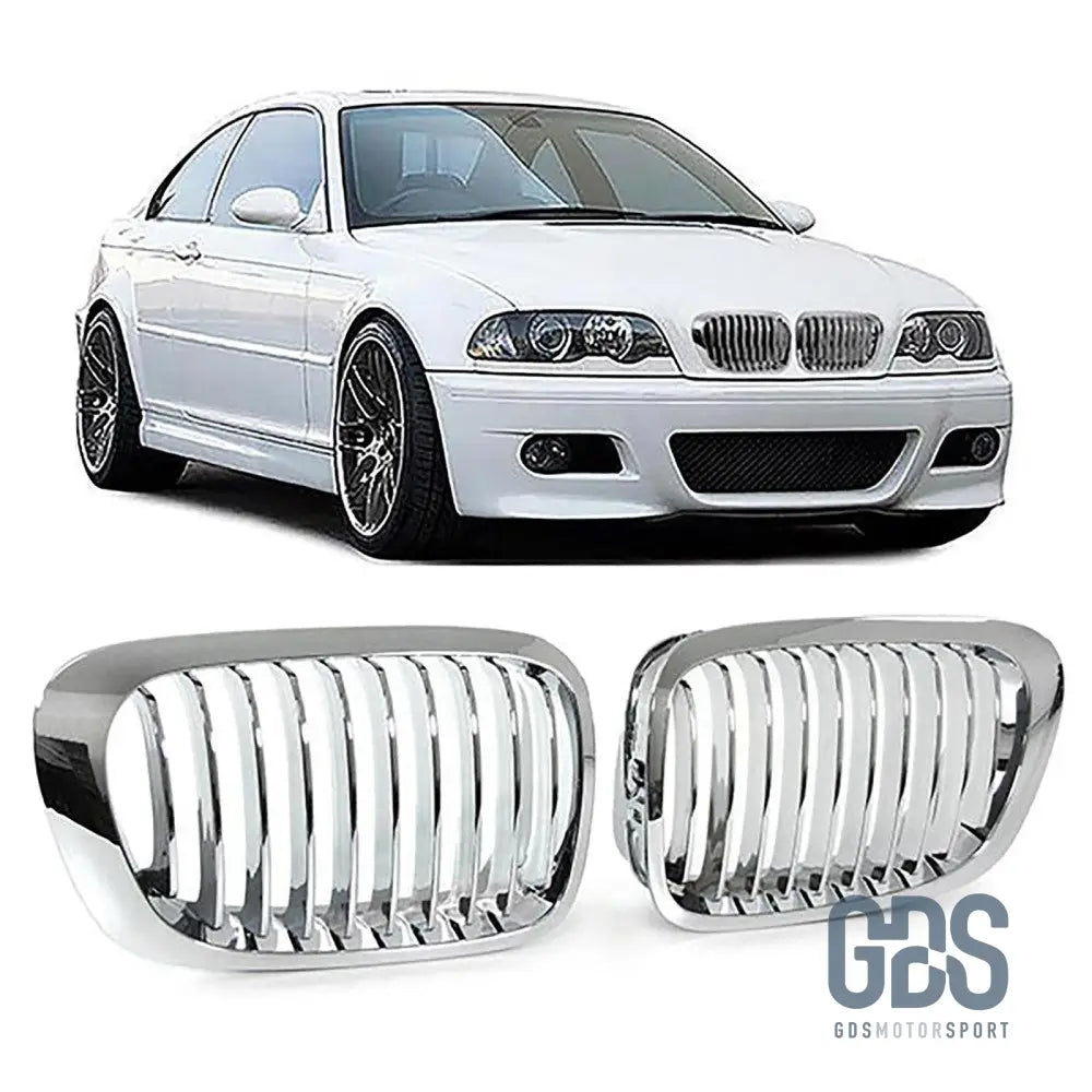 2 Grilles de calandre CHROME BMW serie 3 E46 PH1 1999 a 2003 COUPE / CABRIOLET - Calandres - GDS Motorsport