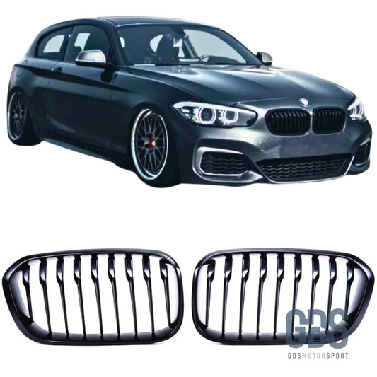 2 Grilles calandre Noir Mate BMW série 1 F20 F21 phase - Calandres - GDS Motorsport