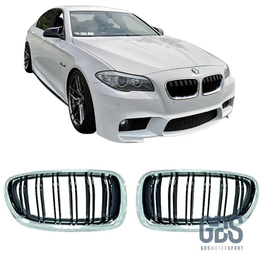 Grilles de calandre Look M5 Double lame Noir Brillant Contour Chrome BMW F10 / F11 - Calandres - GDS Motorsport