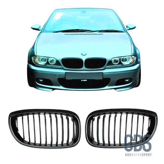 2 Grilles de calandre NOIR MATE BMW serie 3 E46 PH2 2003 a 2006 COUPE / CABRIOLET - Calandres - GDS Motorsport