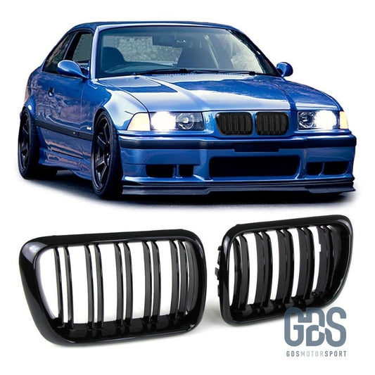 Calandres DOUBLE LAME noir brillant BMW E36 PH2 de 1996 a 1999 - GDS Motorsport