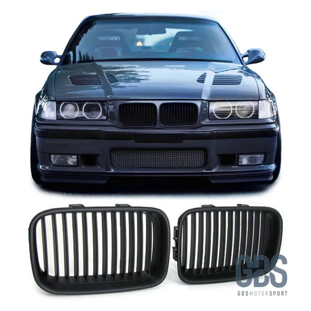 2 Grilles de calandre NOIR MATE BMW serie 3 E36 PH1 1991 a 1996 - Calandres - GDS Motorsport