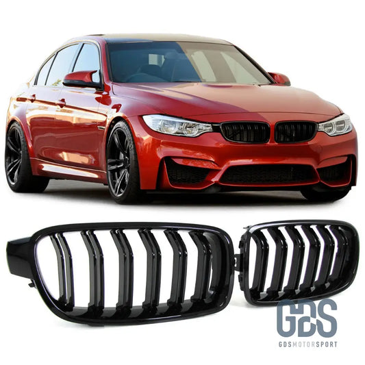 2 Grilles de calandre Noir Brillant BMW F30 / F31 Lame Double Look M3 - calandres - GDS Motorsport