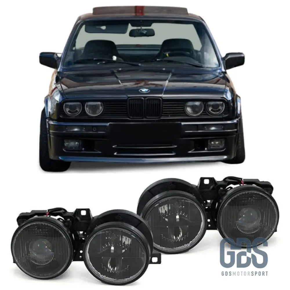 Phares avant H1/H1 verres noirs pour BMW E30 de 1982 a 1994 - Pare Choc - GDS Motorsport