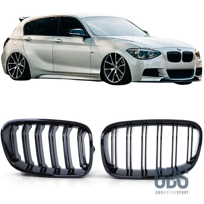 2 Grilles de calandre Noir Brillant double lame BMW série 1 F20 F21 Ph - Calandres - GDS Motorsport