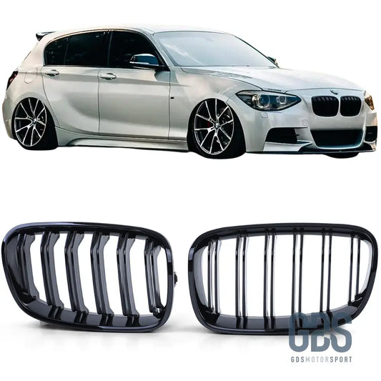 2 Grilles de calandre Noir Brillant double lame BMW série 1 F20 F21 Ph - Calandres - GDS Motorsport